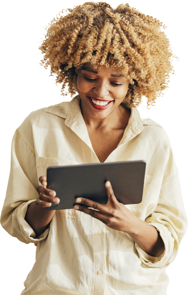 Photo of an entrepreneur accepting an Interac e-Transfer from her tablet