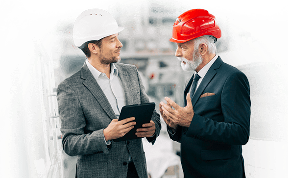 Two entrepreneurs sitting and discussing
