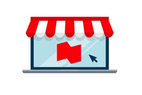 Dessin de vitrine de magasin avec le logo de la Banque Nationale 