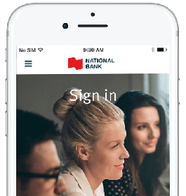 Cellphone screen with National Bank application