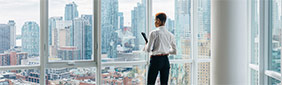 Person in front of a window