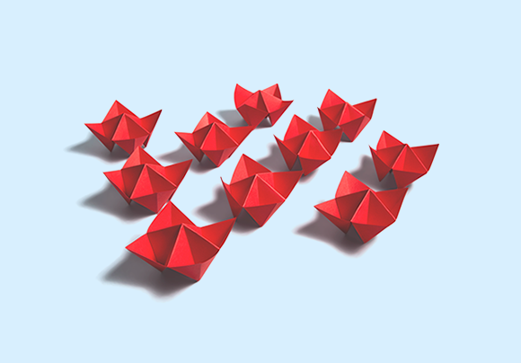 Ten red paper origami - Entreprises
