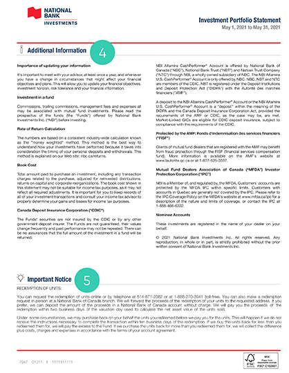 Sample investment portfolio statement - page 2