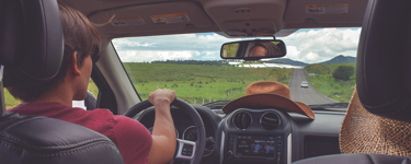 Man driving on a country road