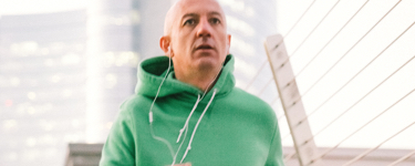 Man with headphones jogging