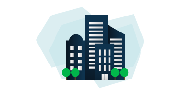 Illustration of four office buildings