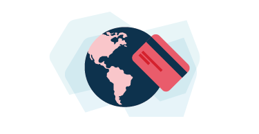 Illustration of the Earth with a credit card representing international transfers