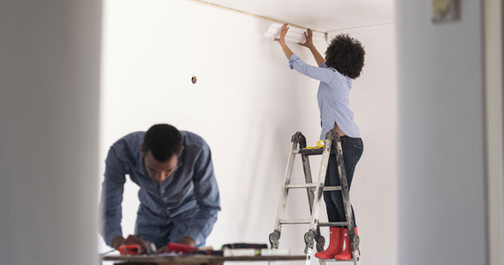 Couple doing home renovations