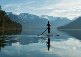Young woman on a lake