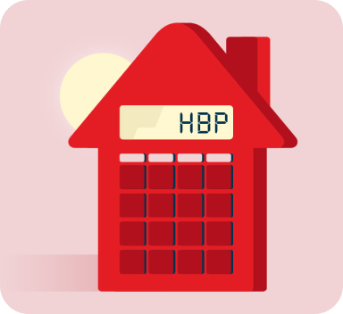 Illustration of a house with HBP written on it