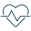 Picto of a heart with an electrocardiogram line 