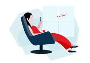 Illustration of a person sitting comfortably in a sofa