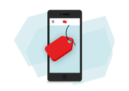 Illustration of a cell phone and a gift tag