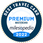 Picto of a badge titled best premium travel card Mastercard Milesopedia 2022