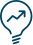 Innovative idea: pictogram of a light bulb with an arrow pointing upwards inside.