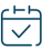 An icon of a calendar with a check mark, representing a task or event that has been marked as complete.