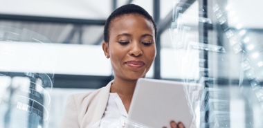 Photo of a woman on a tablet