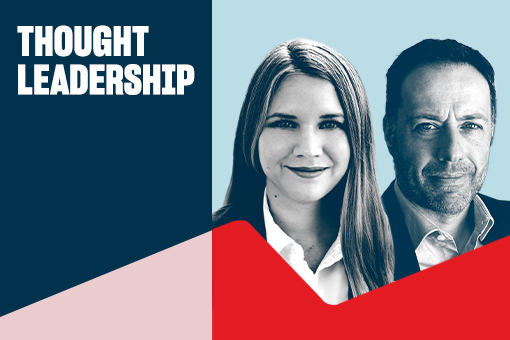 Thought leadership Image with a title and a woman and a man