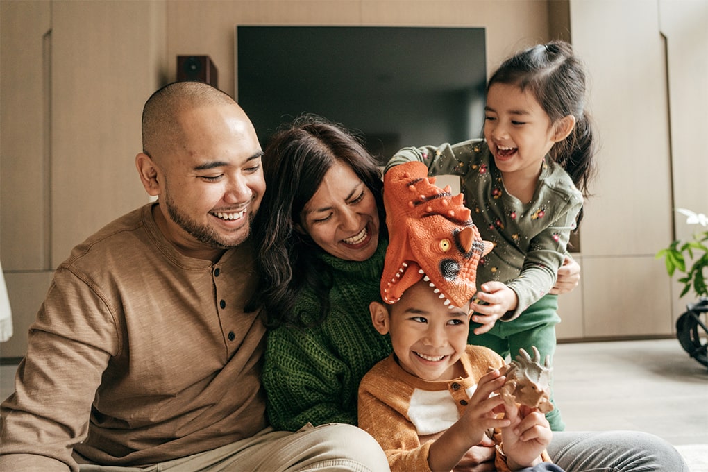 Family in a living room 