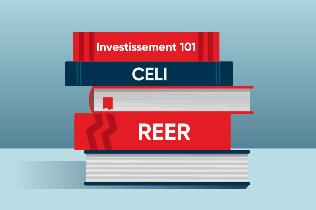 Dessin de livres empilés qui traitent d’investissement