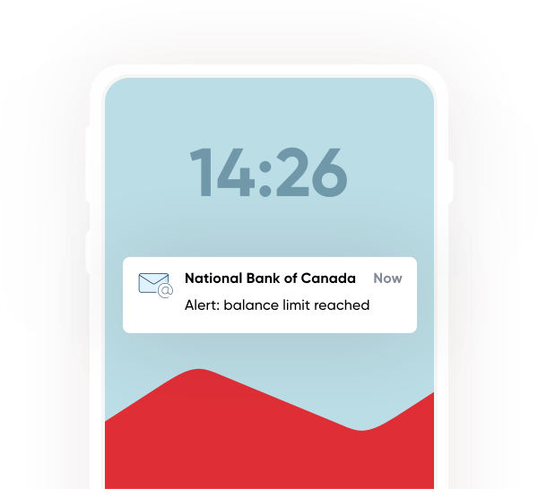 Photo of a phone screen with an email alert from National Bank of Canada 