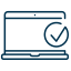 Picto of a laptop with a circled checkmark