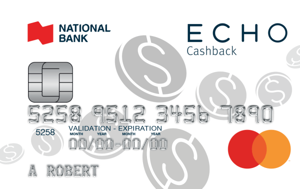 Photo of the National Bank ECHO Cashback Mastercard credit card 