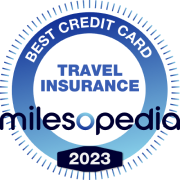 Drawing of the Milesopedia 2023 best credit card for travel insurance award