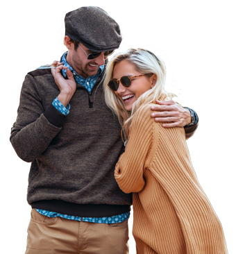 Photo of a couple walking and hugging each other