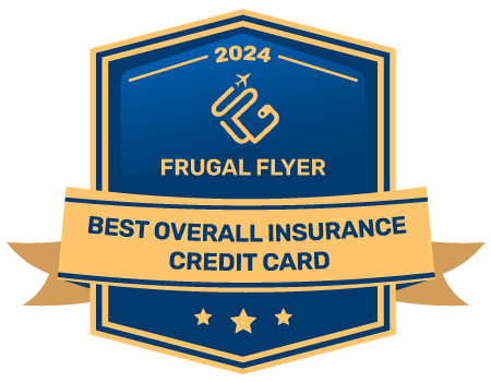 Image that says: “2024 Frugal Flyer Best Overall Insurance Credit Card” with three stars underneath