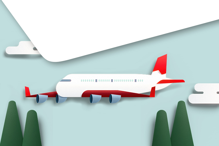 Illustration of an airplane representing the dream vacation you could take by contributing to a TFSA with support from National Bank 